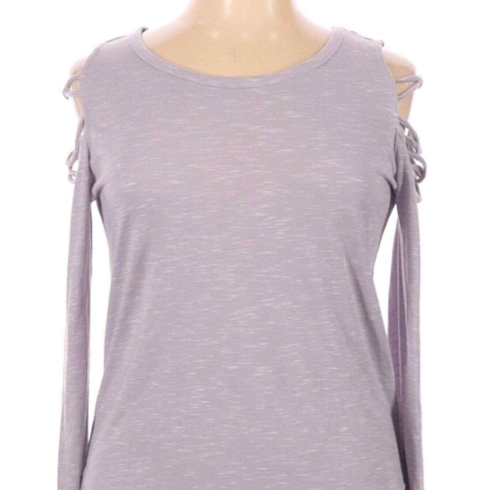 Mudd Cold Shoulder Top Long Sleeve Casual Blouse‎ Purple XL - Picture 2 of 7